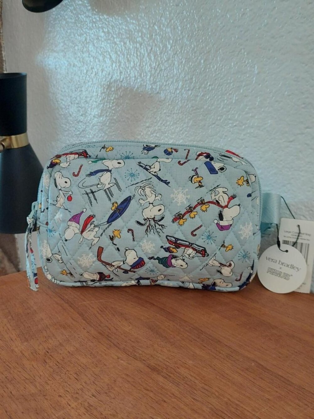 Vera Bradley Peanuts Large Cube Belt Bag Ski Jump Snoopy Winter Sky Fanny Pack b
